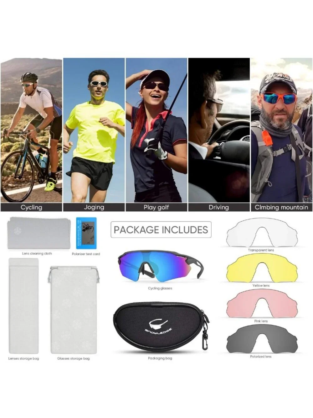 Polarized Sports Sunglasses with Unbreakable TR90 Frame, Anti-UV400 Cycling